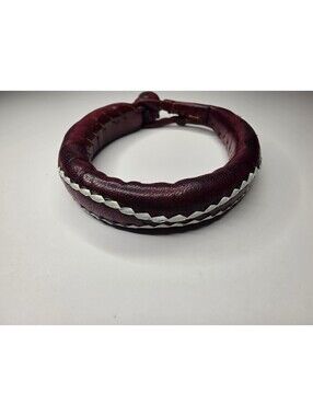 Vintage West African Tribal Leather Bracelet Dogon Tuareg Maroon Red Handmade